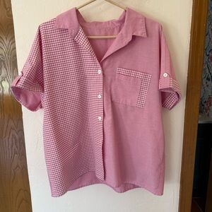 Pink Gingham Button-Up Shirt